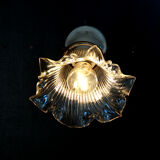 Ancienne applique en céramique et sa tulipe en verre vintage