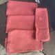 Set of 4 monogrammed BD napkins, rust, damask cotton and linen.