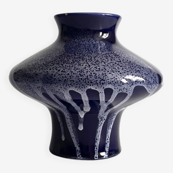 Vase en céramique bleu cobalt, Keramika Kravsko, Tchécoslovaquie, années 1970.