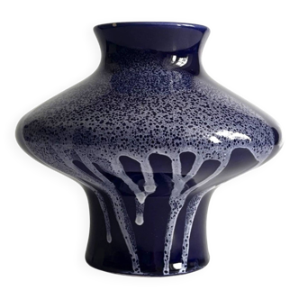 Vase en céramique bleu cobalt, Keramika Kravsko, Tchécoslovaquie, années 1970.