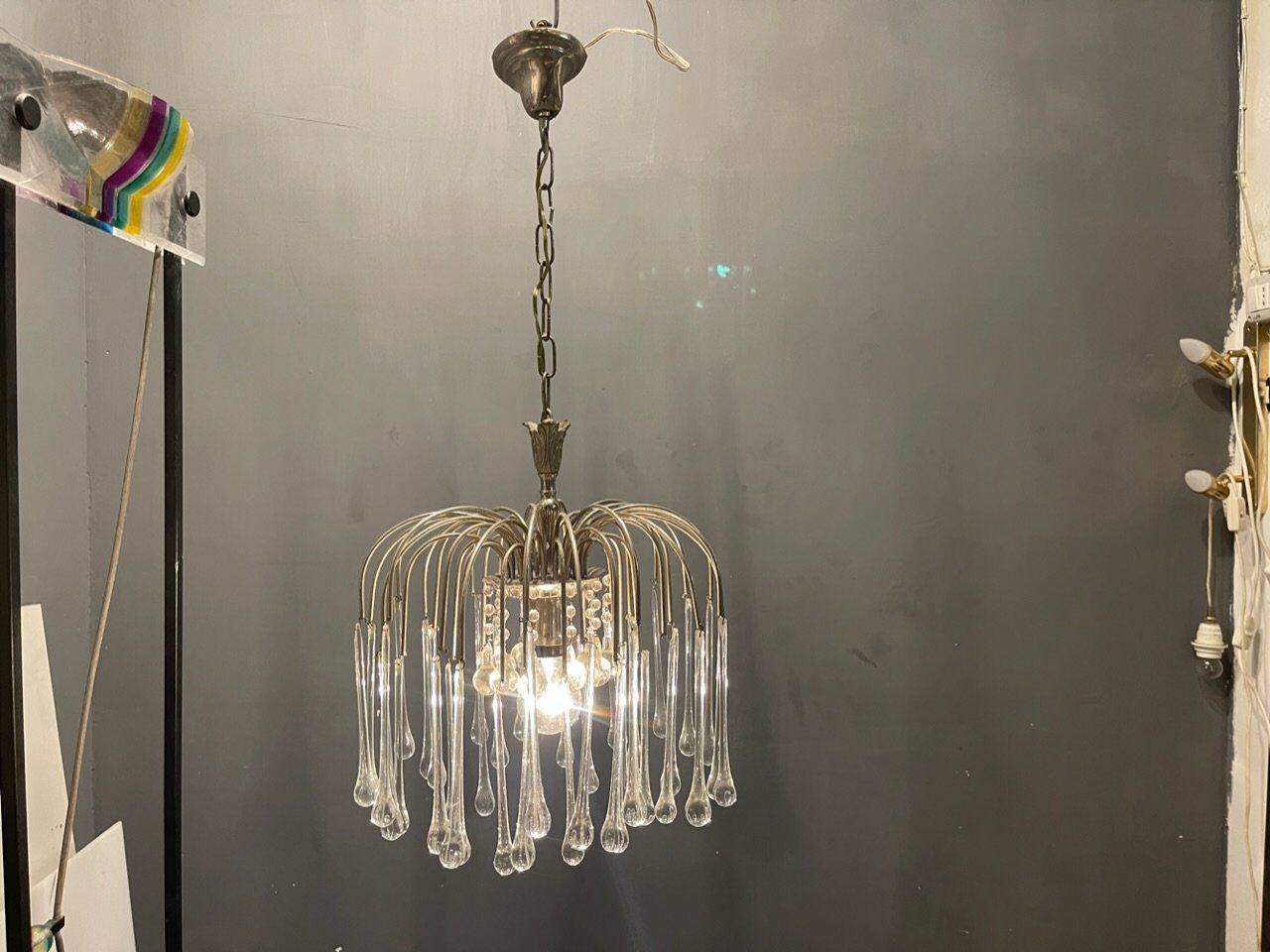 Murano glass drop waterfall chandelier, 1960s