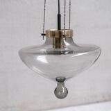 Smoked Glass and Brass RAAK Pendant Light (2 Available)