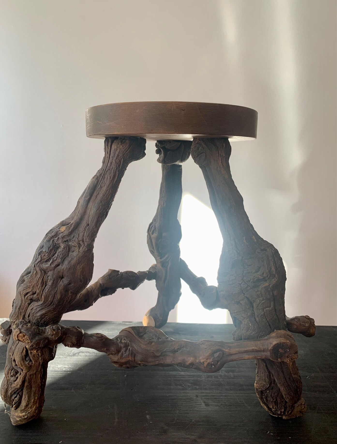 Wooden stool vine foot 50s