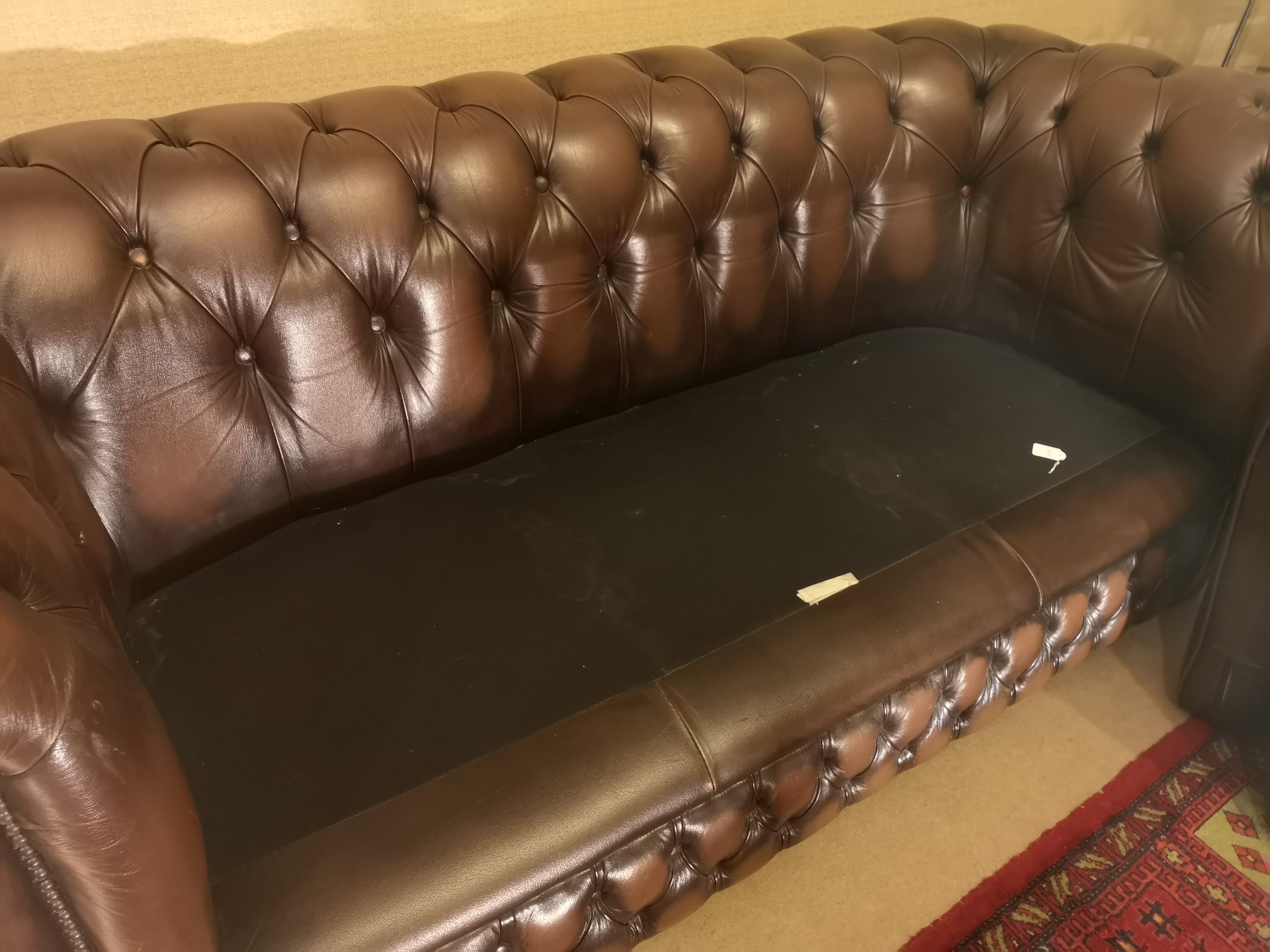 Vintage brown leather chesterfield sofa