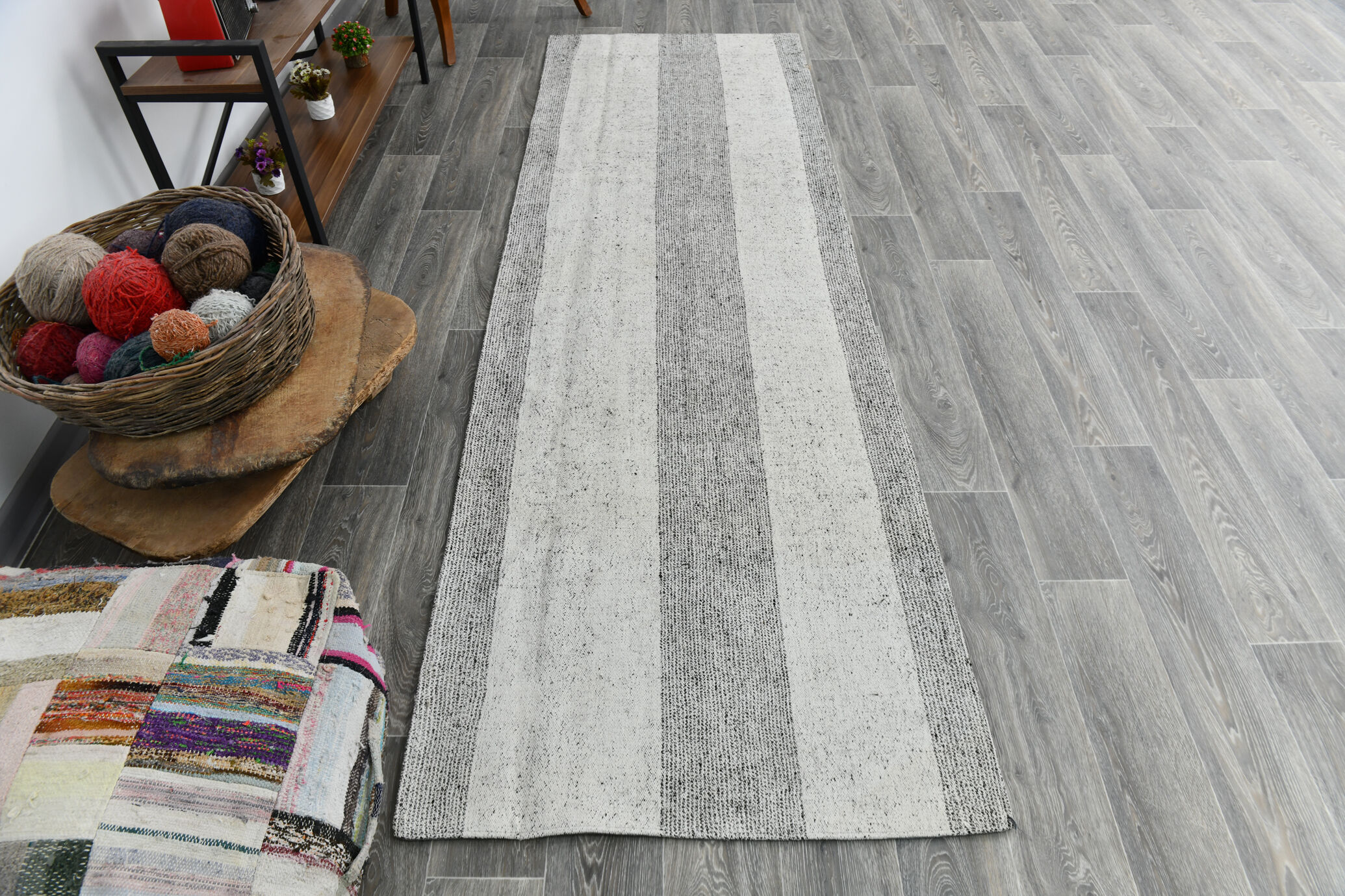 Scandinavian vintage runner rug 90x287cm