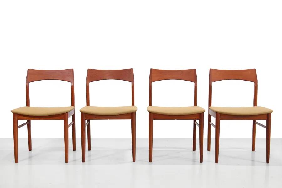 Set of four teak dining chairs by Henning Kjærnulf model 59 for Vejle Stolenfabrik