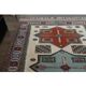 1960's Vintage Turkish Milas Handmade Wool Cotton Red Blue Area Rug 130x180