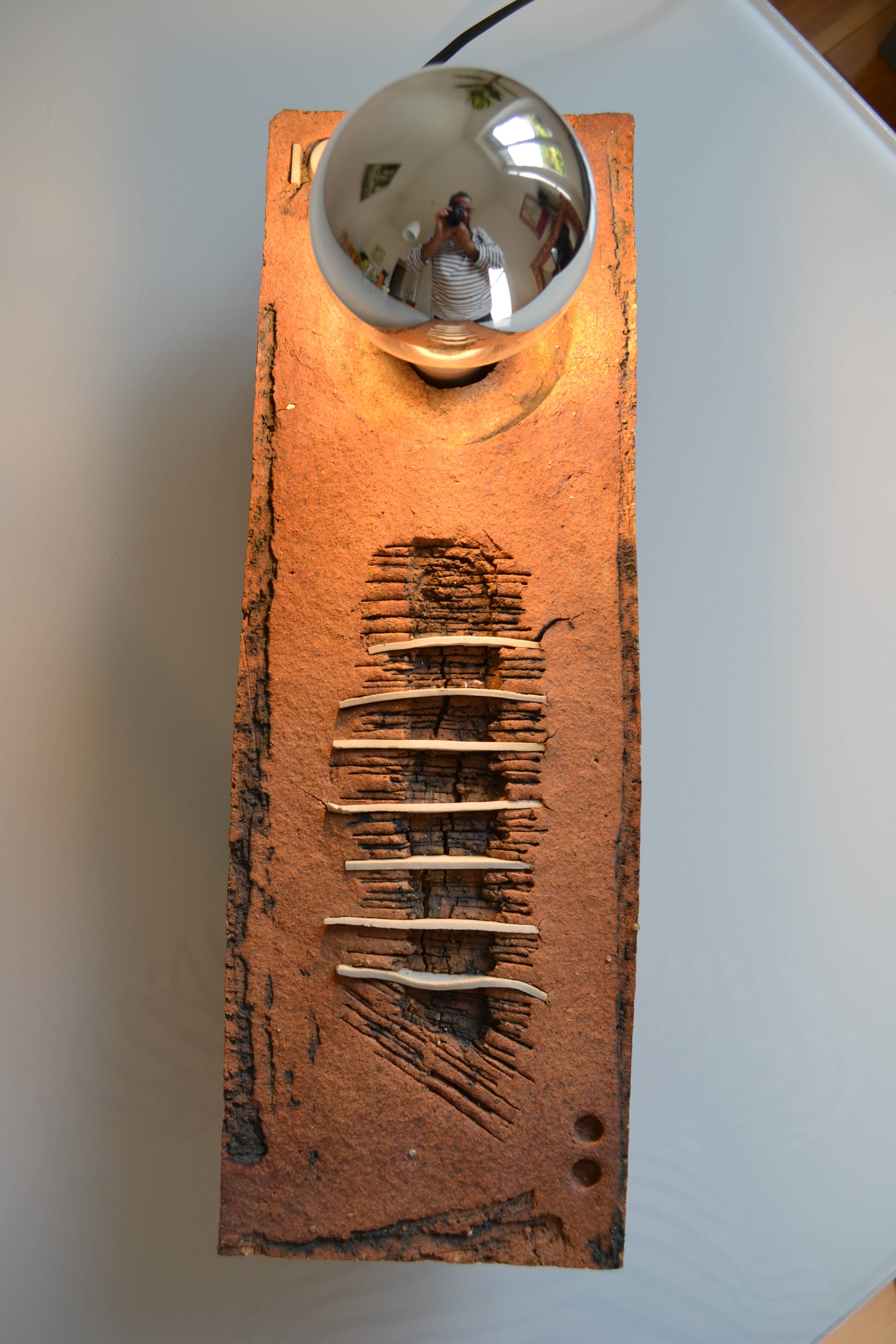 Vintage 1970s Brutalist Modernist Ceramic Table Lamp