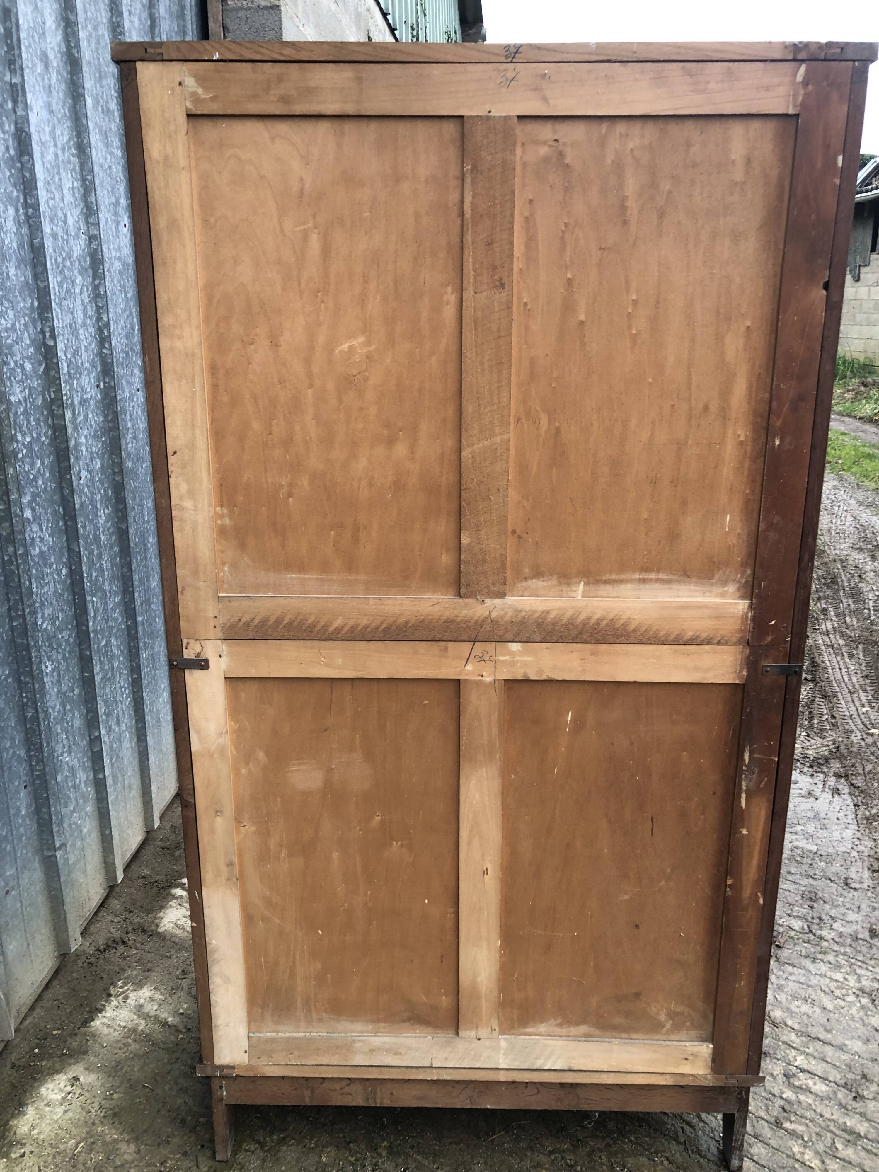 Vintage reconstruction period oak wardrobe with 2 sliding doors.