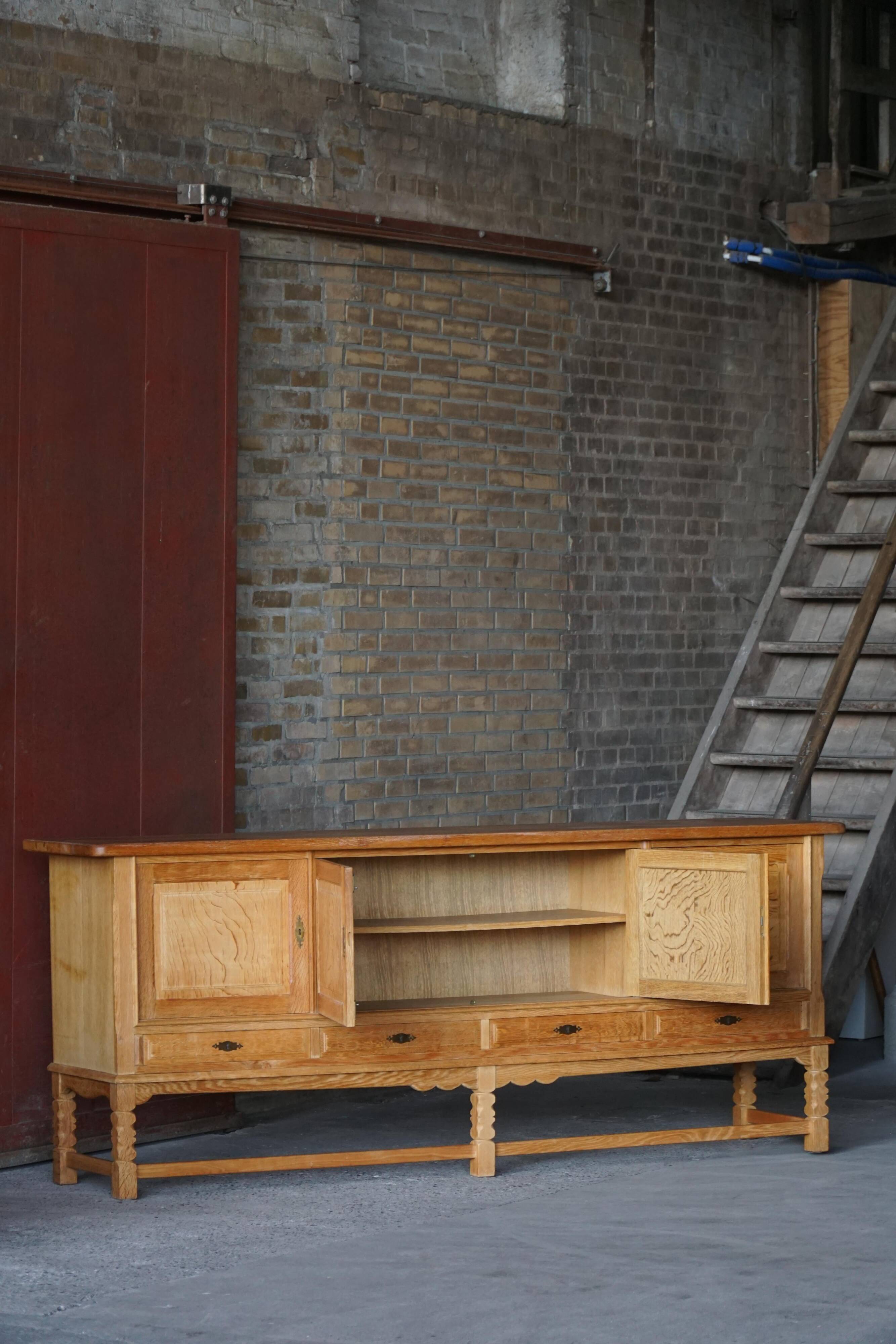 Henning Kjærnulf, mid-century Danish brutalist enfilade in oak, 1960s.