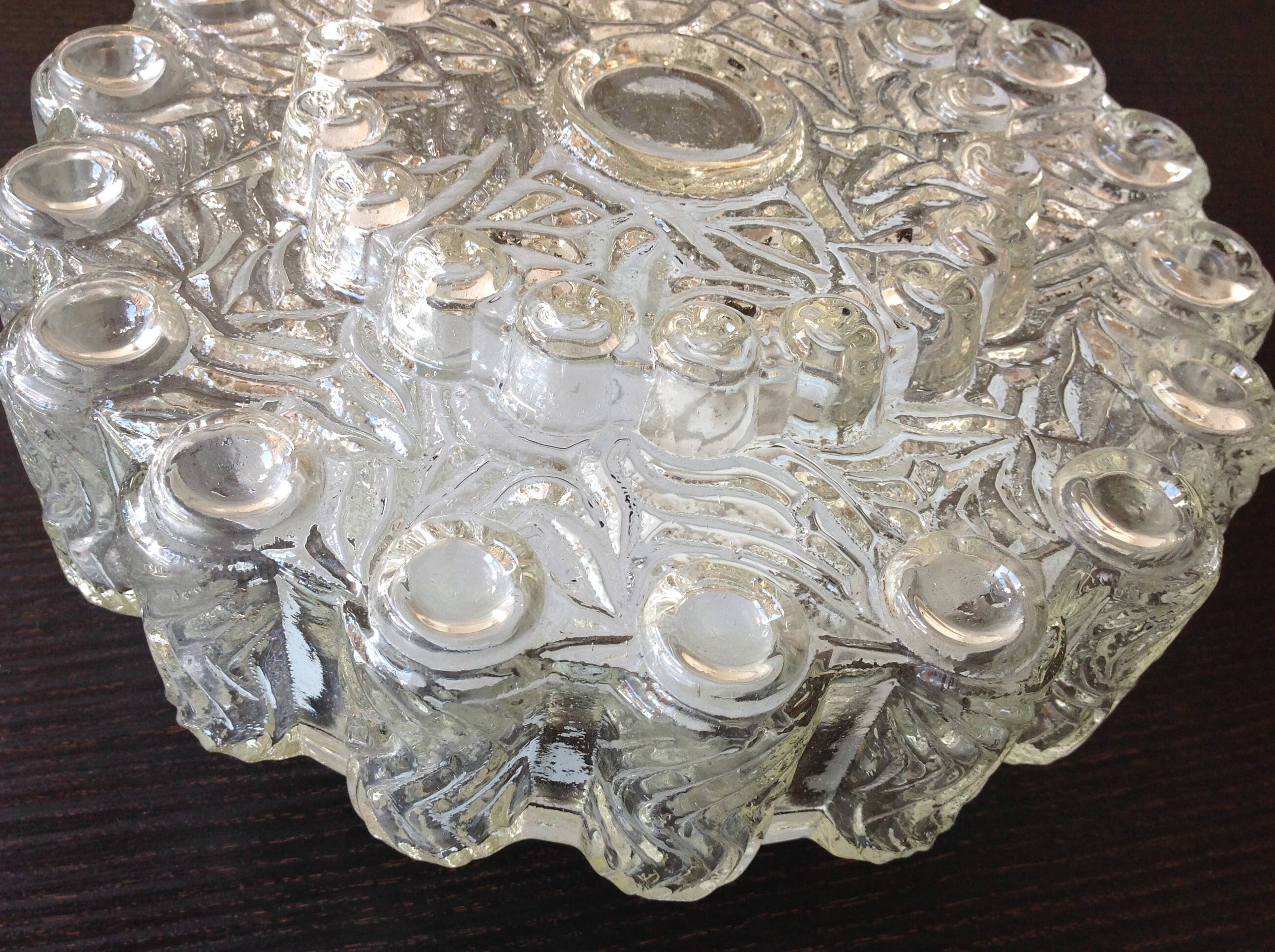 Round vintage bubbled glass ceiling light from the 60s and 70s