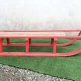 Luge vintage biplace traîneau bois de chêne 1930's 106 cm