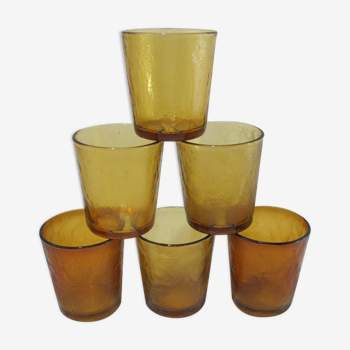 Set of 6 amber glasses