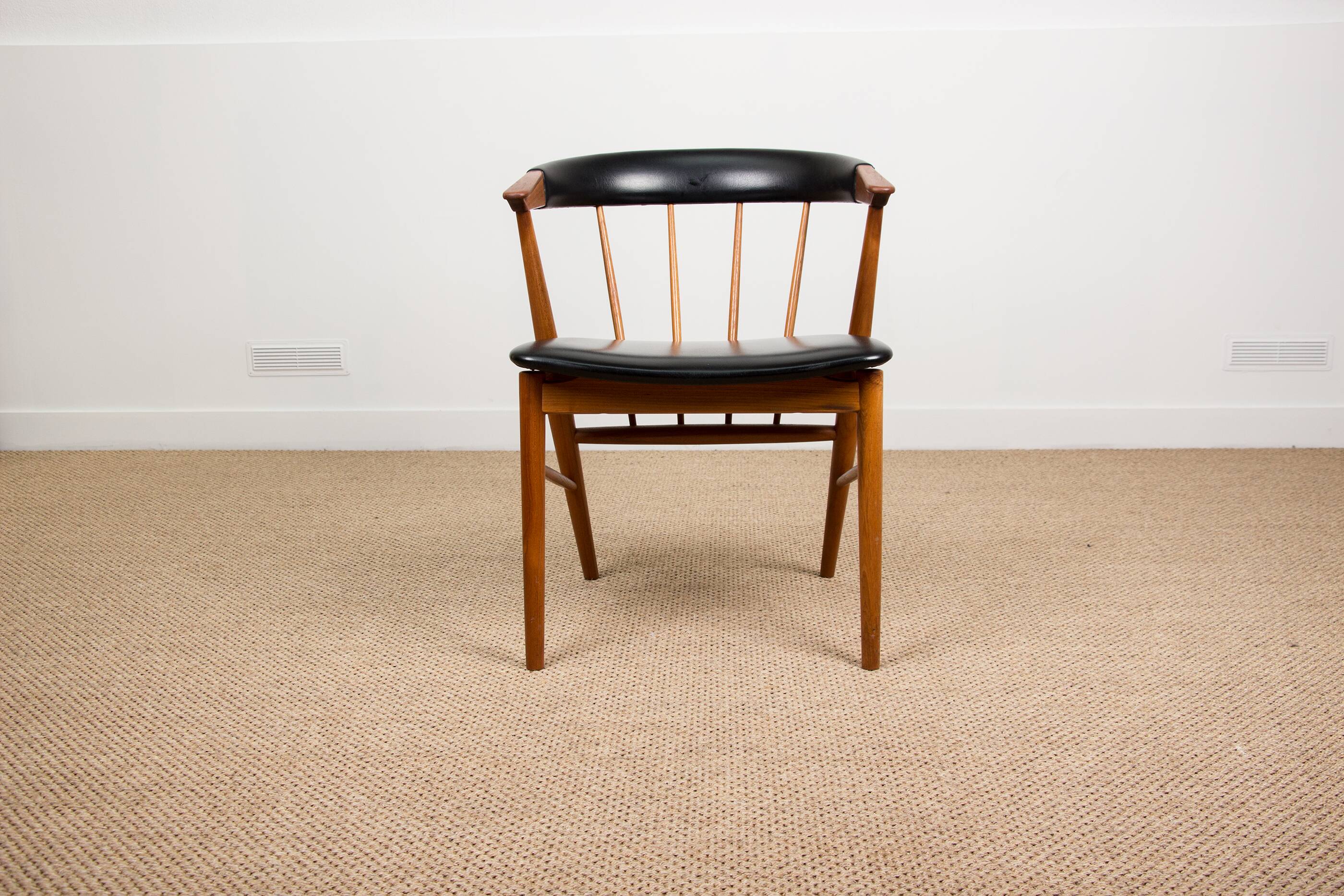 Danish armchair in teak and skai by Helge Sibast for Sibast 1955.
