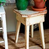 Workshop stool in antique patinated solid wood