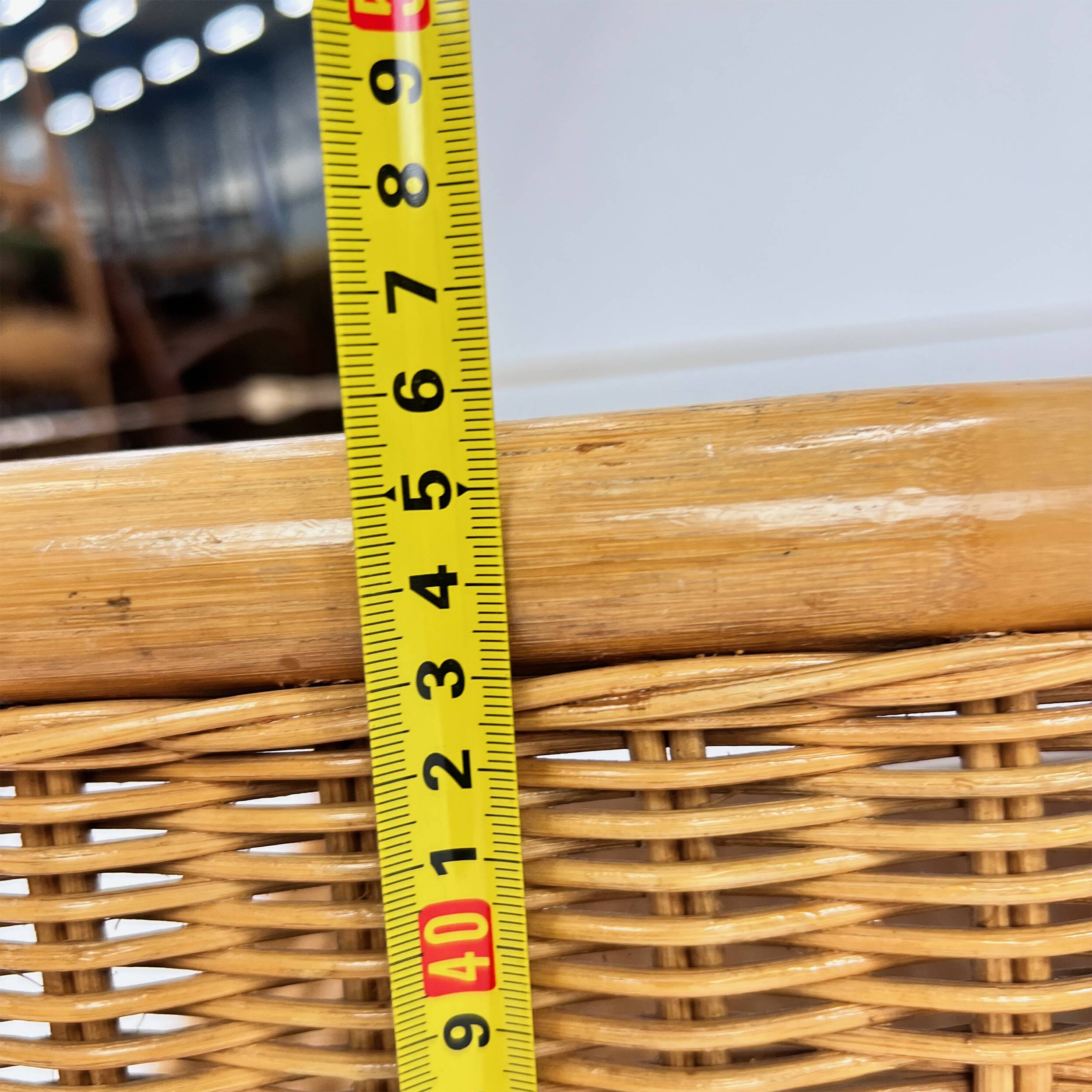 Bamboo and rattan coffee table with smoked glass top, 1970s