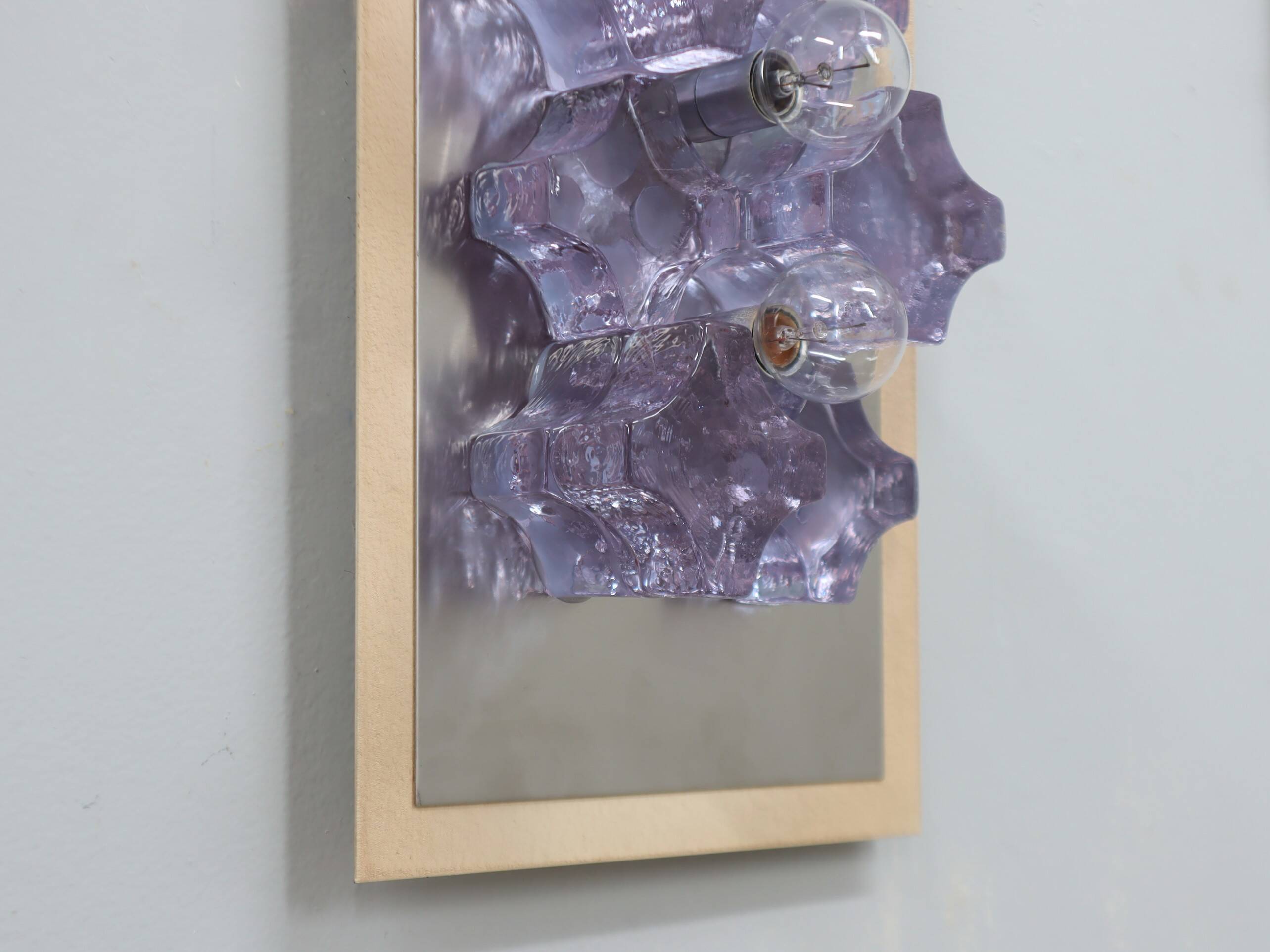 Sculptural Poliarte Murano glass wall sconces 1970s, set of 2
