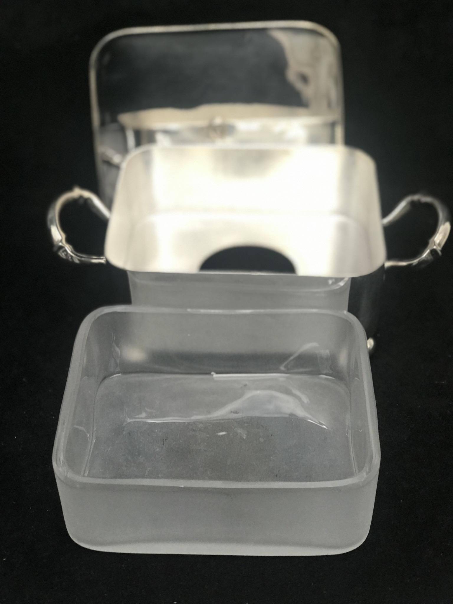 Victorian silver metal butter dish