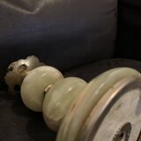 Base de lampe 1960 18cm en onyx plaque dorée vintage ancien