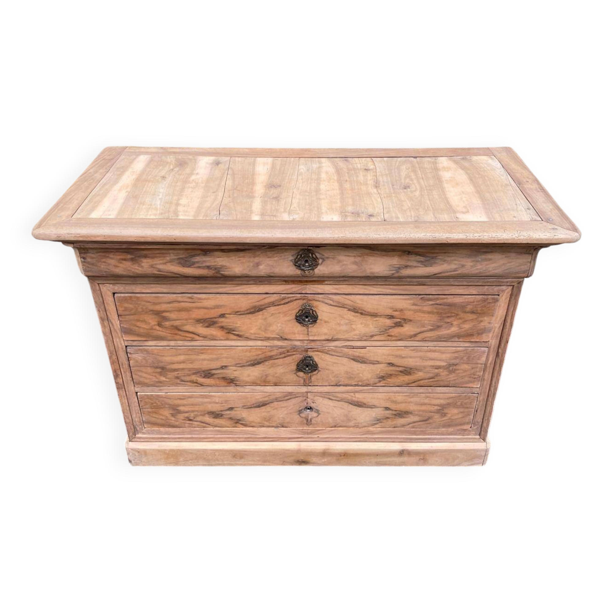 Renovated Louis Philippe chest of drawers in solid wood and walnut veneer from the 18th century.