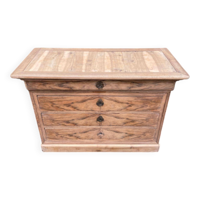 Commode Louis Philippe rénovée en bois massif et ronce de noyer du 18ème
