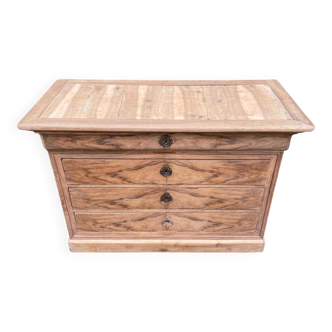 Renovated Louis Philippe chest of drawers in solid wood and walnut veneer from the 18th century.