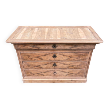 Commode Louis Philippe rénovée en bois massif et ronce de noyer du 18ème