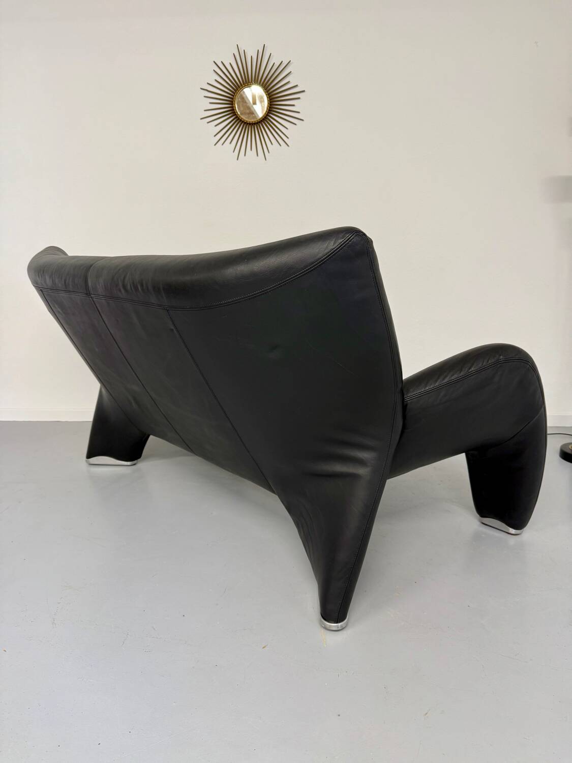 Old 2/3 seater lounge sofa designed by Jan Armgardt for Leolux in black leather