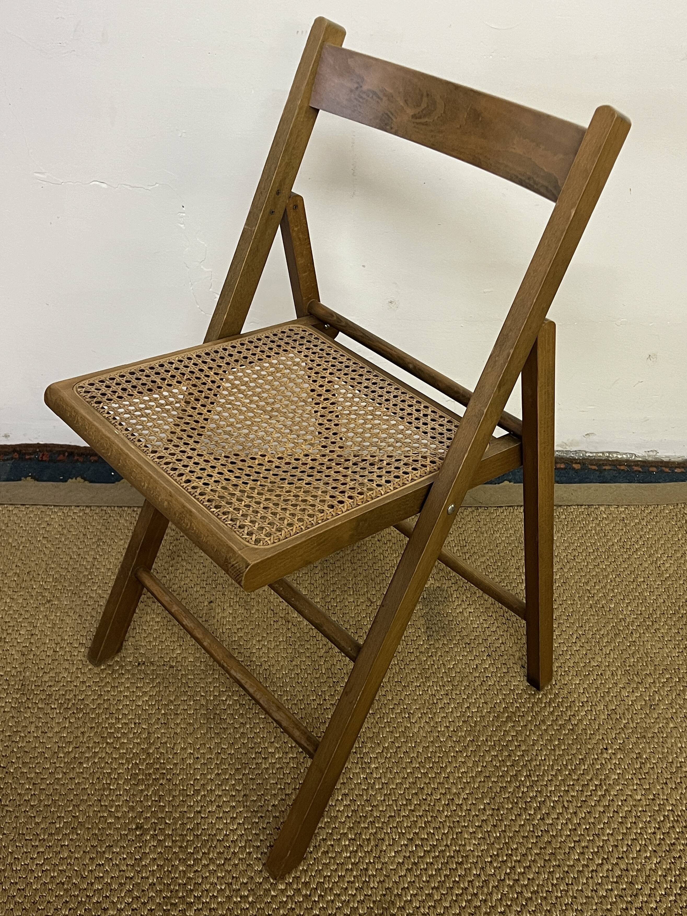 Vintage wooden and cane folding chair