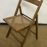 Vintage wooden and cane folding chair