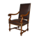 Louis XIII office armchair in leather and walnut carved around 1860