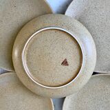 lot of 5 flat stoneware plates Made in France 70s
