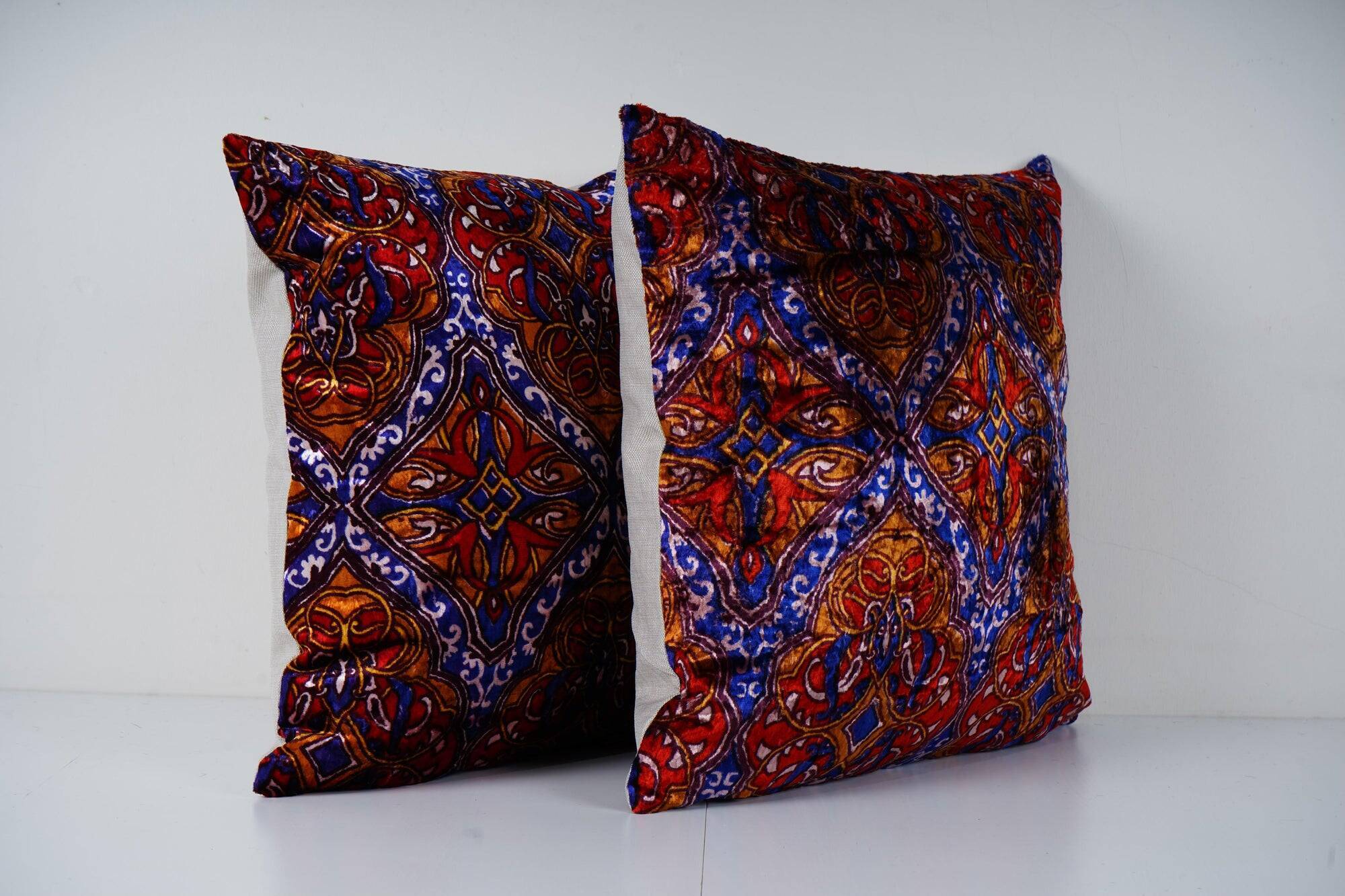 Set of 2 vintage velvet cushion covers 51x51 cm