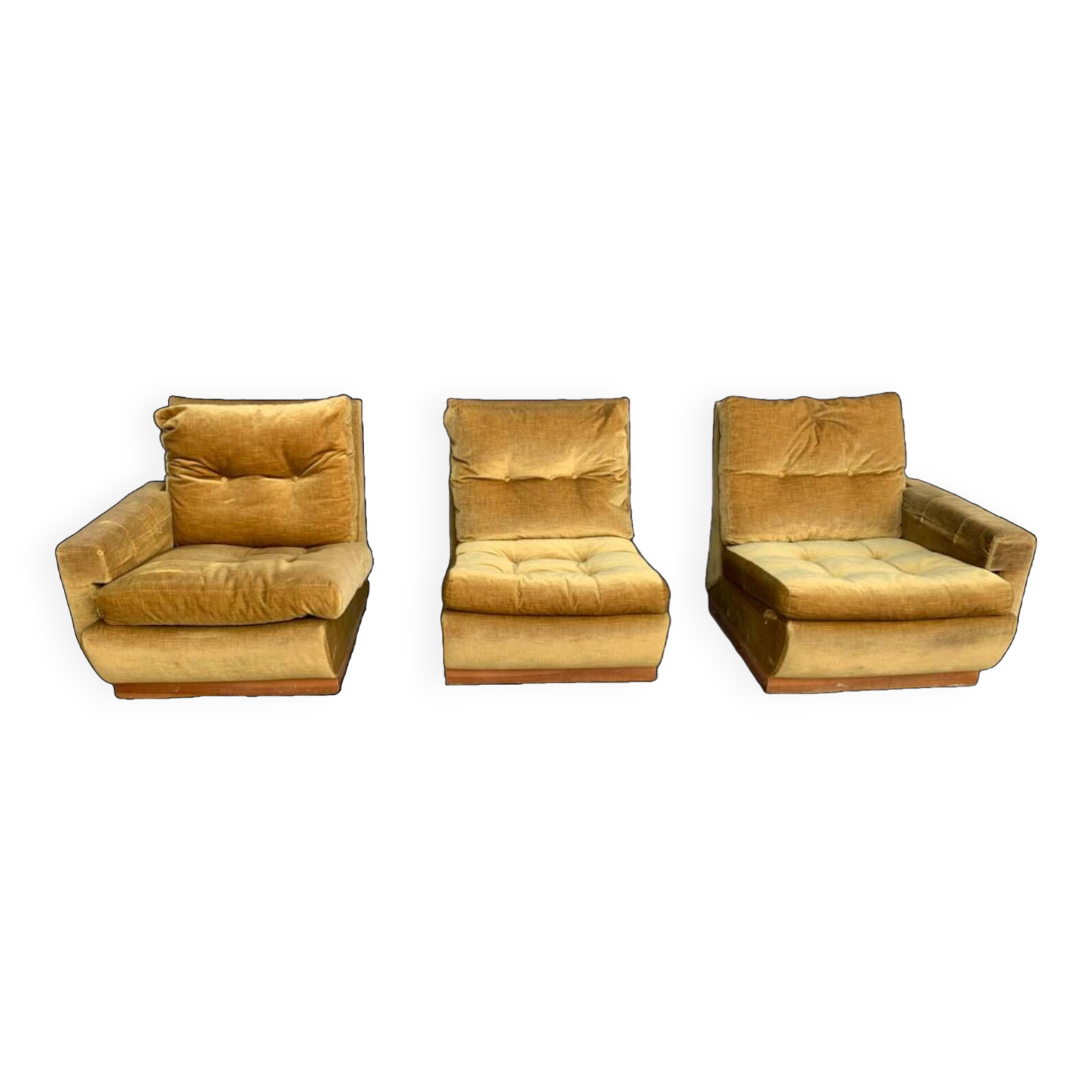Vintage velvet modular sofa, vintage armchairs