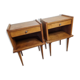 Paire de chevets en bois vintage années 50-60