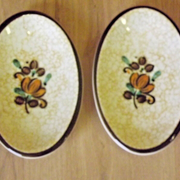 Vintage Boch La Louvière Corfou Collection Paire De Petites Assiettes De Service Ovales