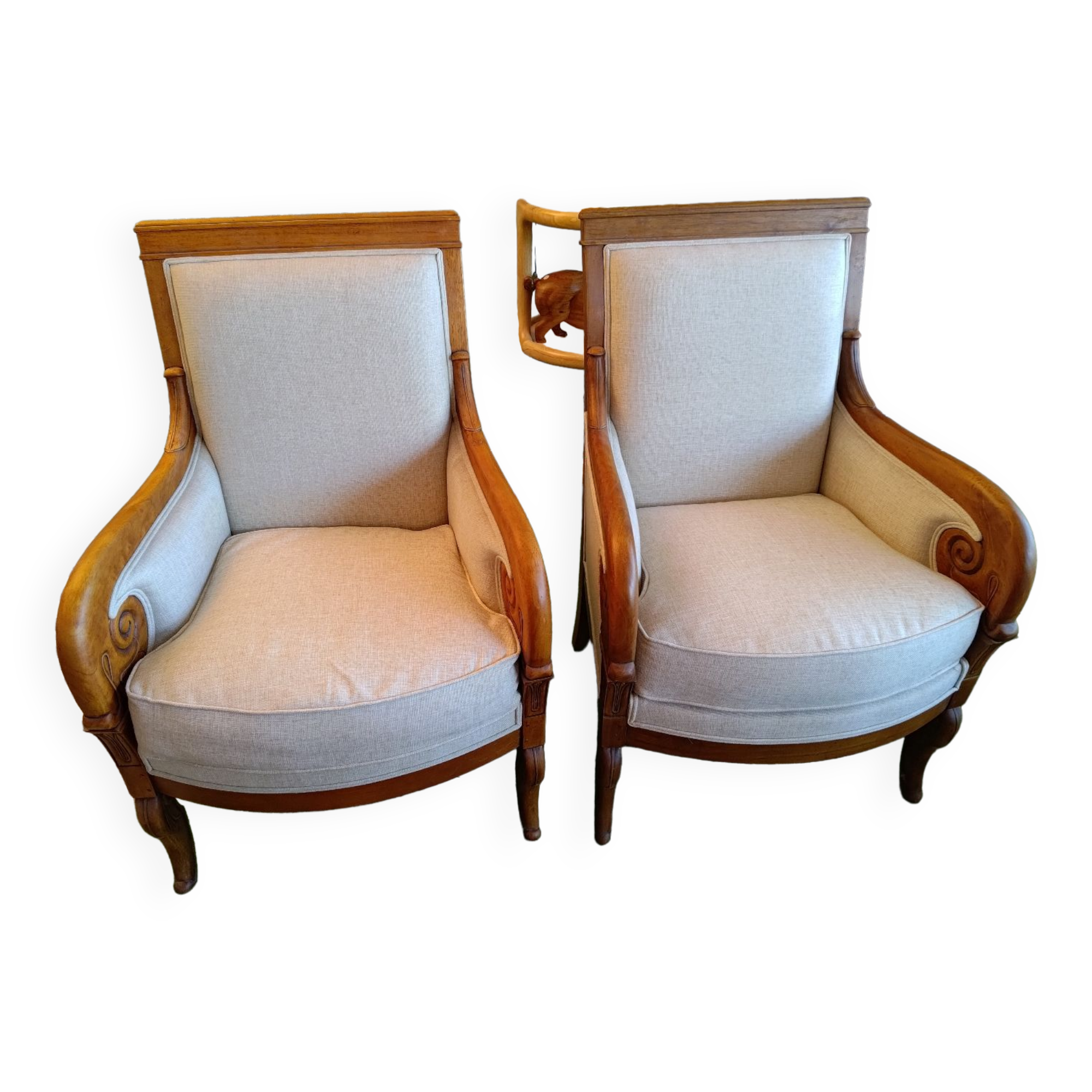 Paire de Fauteuils bergères lin