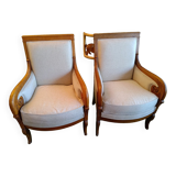 Paire de Fauteuils bergères lin