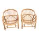 Set of 2 vintage bamboo and rattan shell armchairs 1960 - Terasse garden furniture