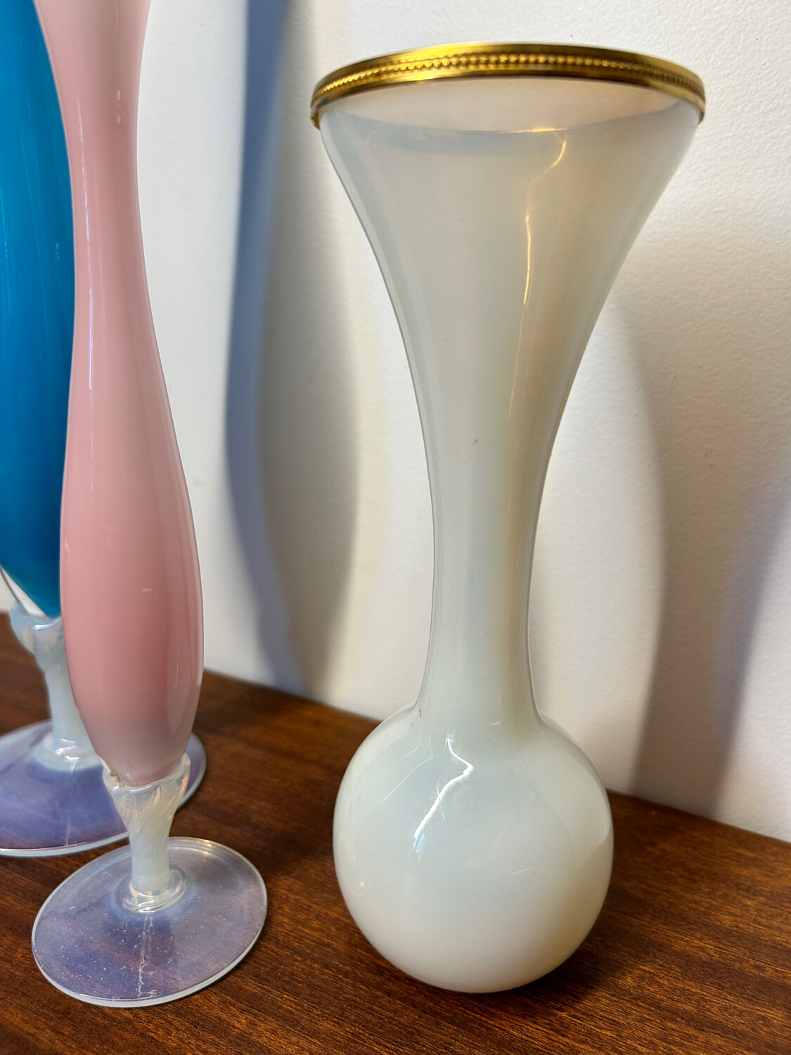 Old iridescent opaline soliflores (X3)