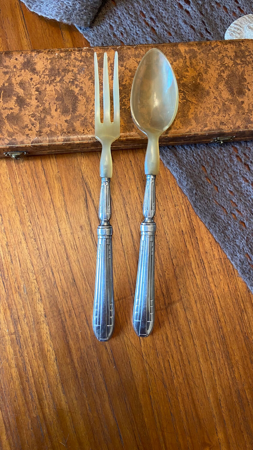 Art deco salad cutlery in silver filled 1930