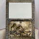 Art Nouveau mail rack in brass repelled beveled mirror early twentieth century
