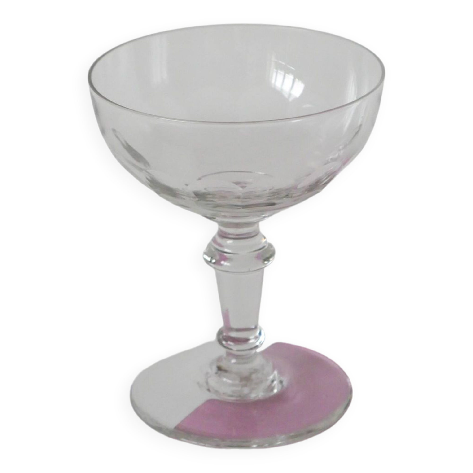 Set of 4 faceted crystal champagne glasses, 1930