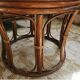 Vintage 70s rattan pouf stool with terry cushion