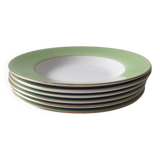 Vintage white and green deep plates stamped Arcachon.