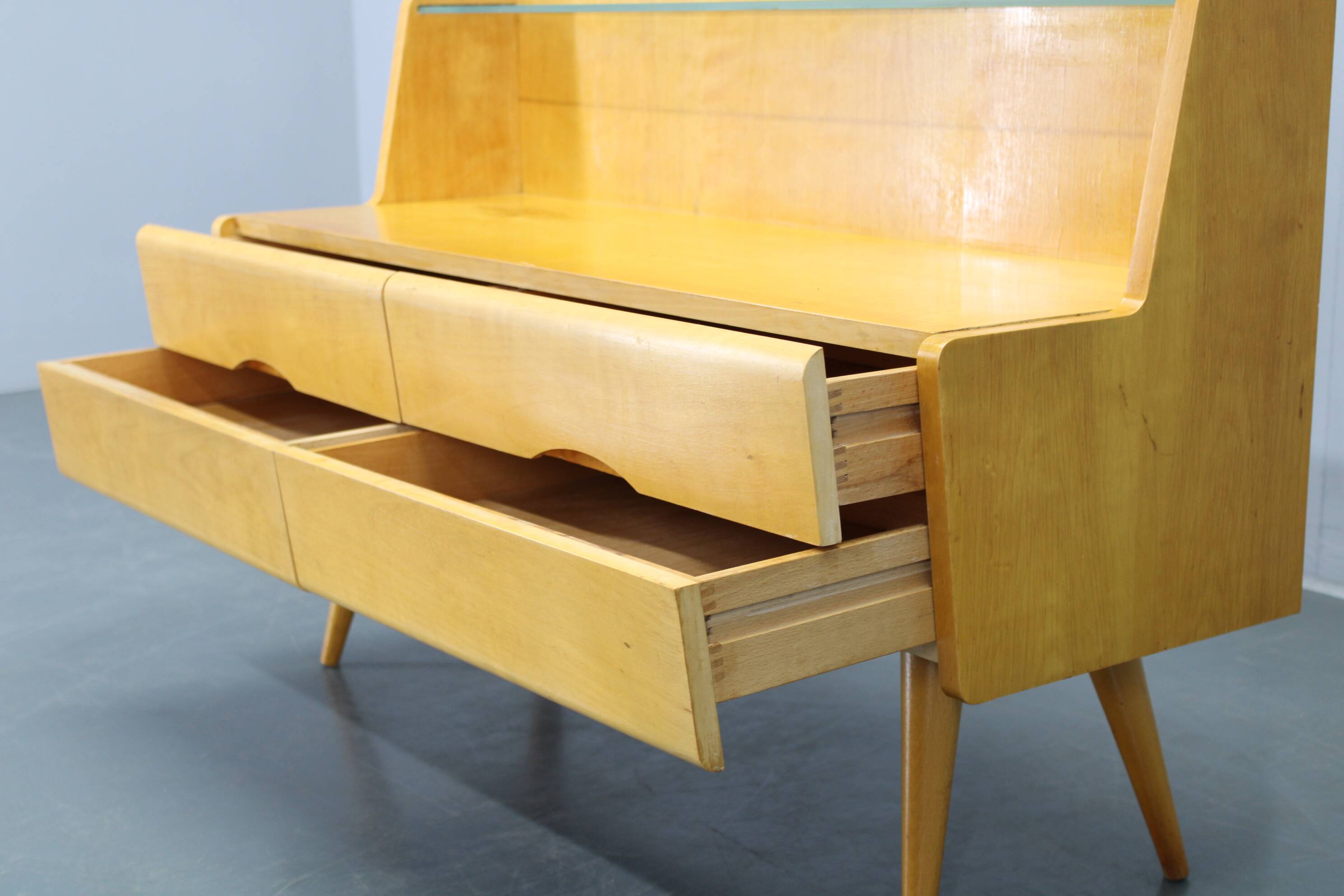 1960s Chest of Drawers with Glass Shelf ,Czechoslovakia