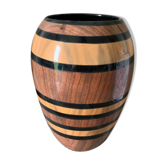 Ceramic vase wood effect