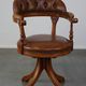 Swivel English style Chesterfield armchair/office chair in brown cowhide