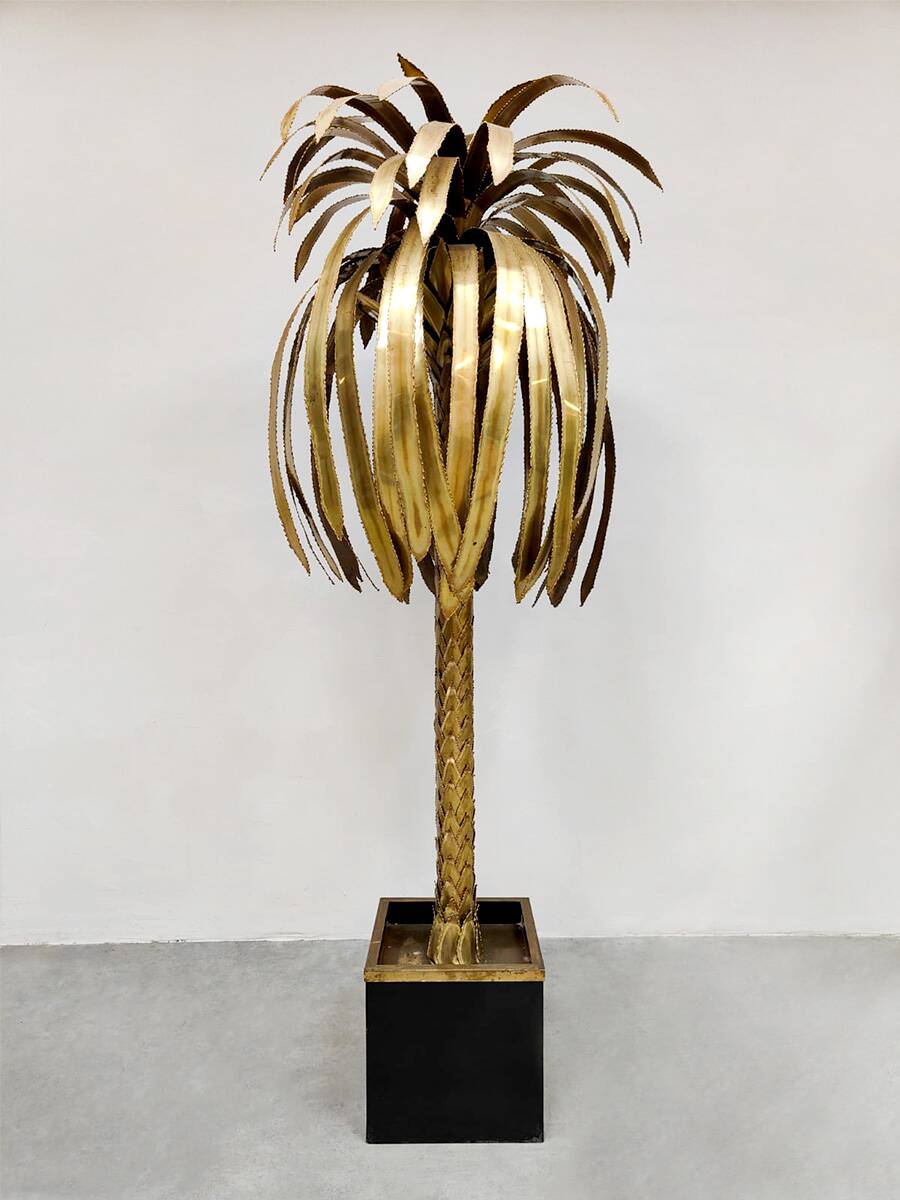 Vintage brass palmtree floor lamp Maison Jansen style