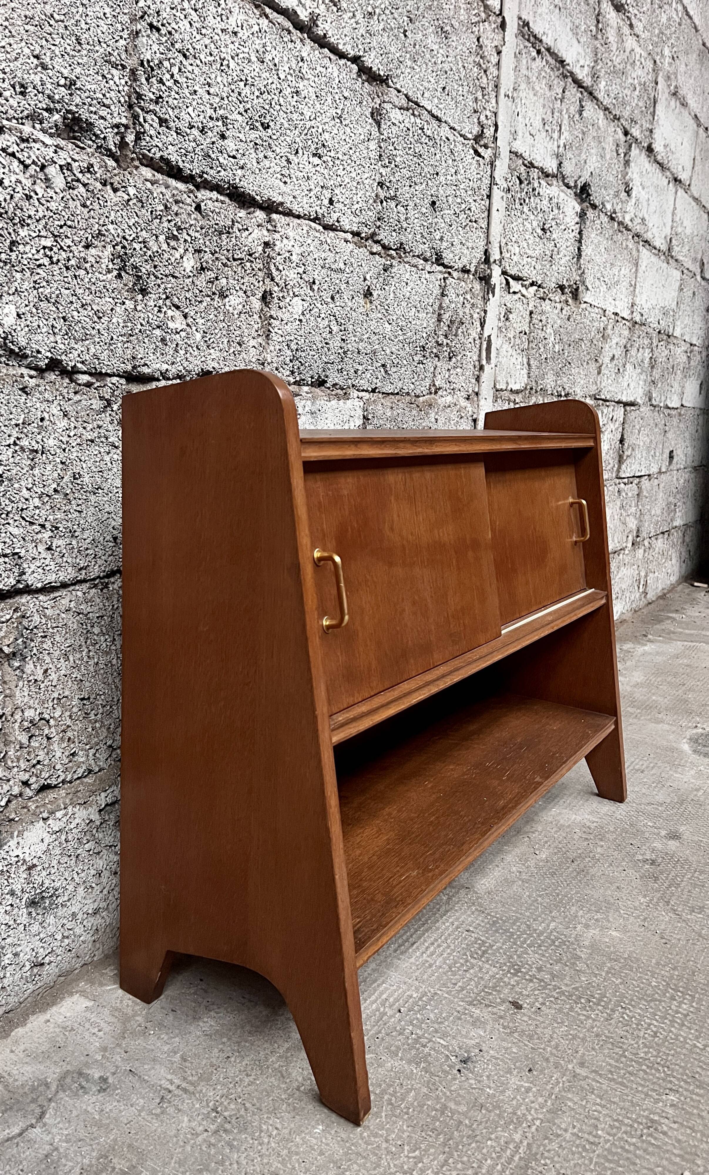 Oak shelf 1950 French modernist